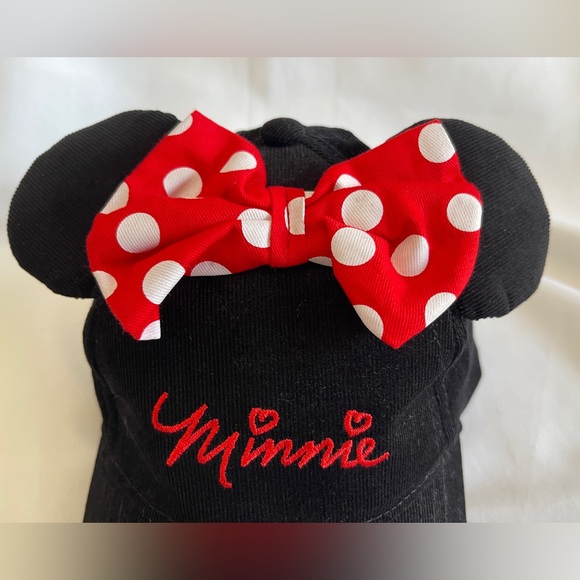 Disney Minnie Mouse Hat Girls OS Corduroy Black/Red/White Adjustable Embroidery - Picture 8 of 11